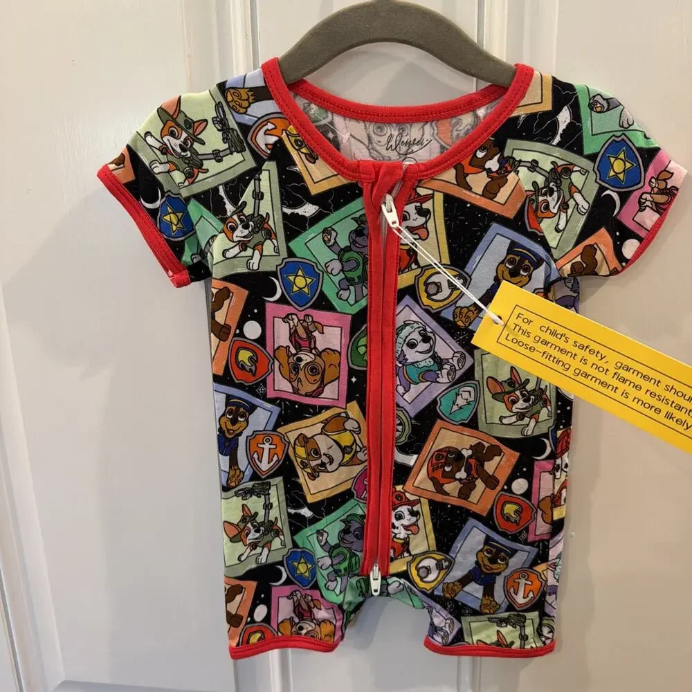 Paw Patrol 0-3 Month Kids Shorty Zippy Outfit Bamboo